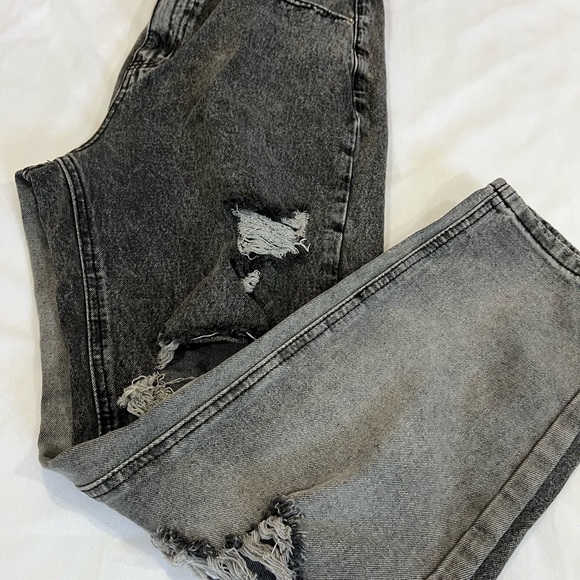 Large Shein Womens High Waisted Distressed Mom Jeans Colorblock Ripped High Rise - Picture 13 of 13